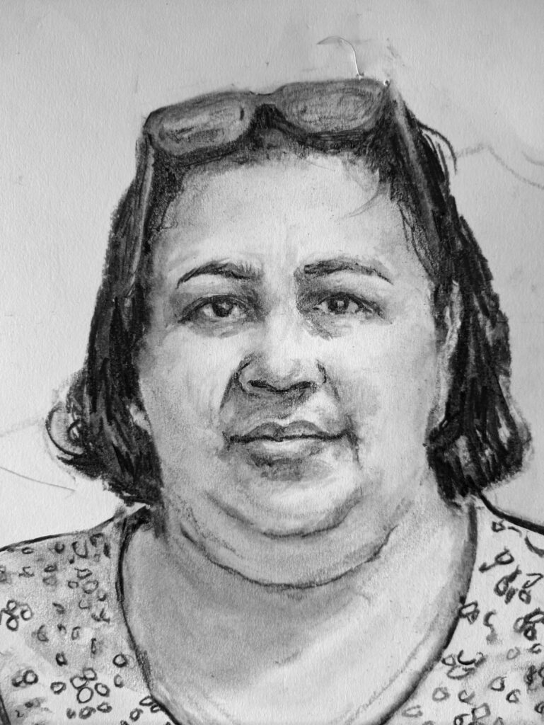 Charcoal drawing of woman - by Jan Fairey