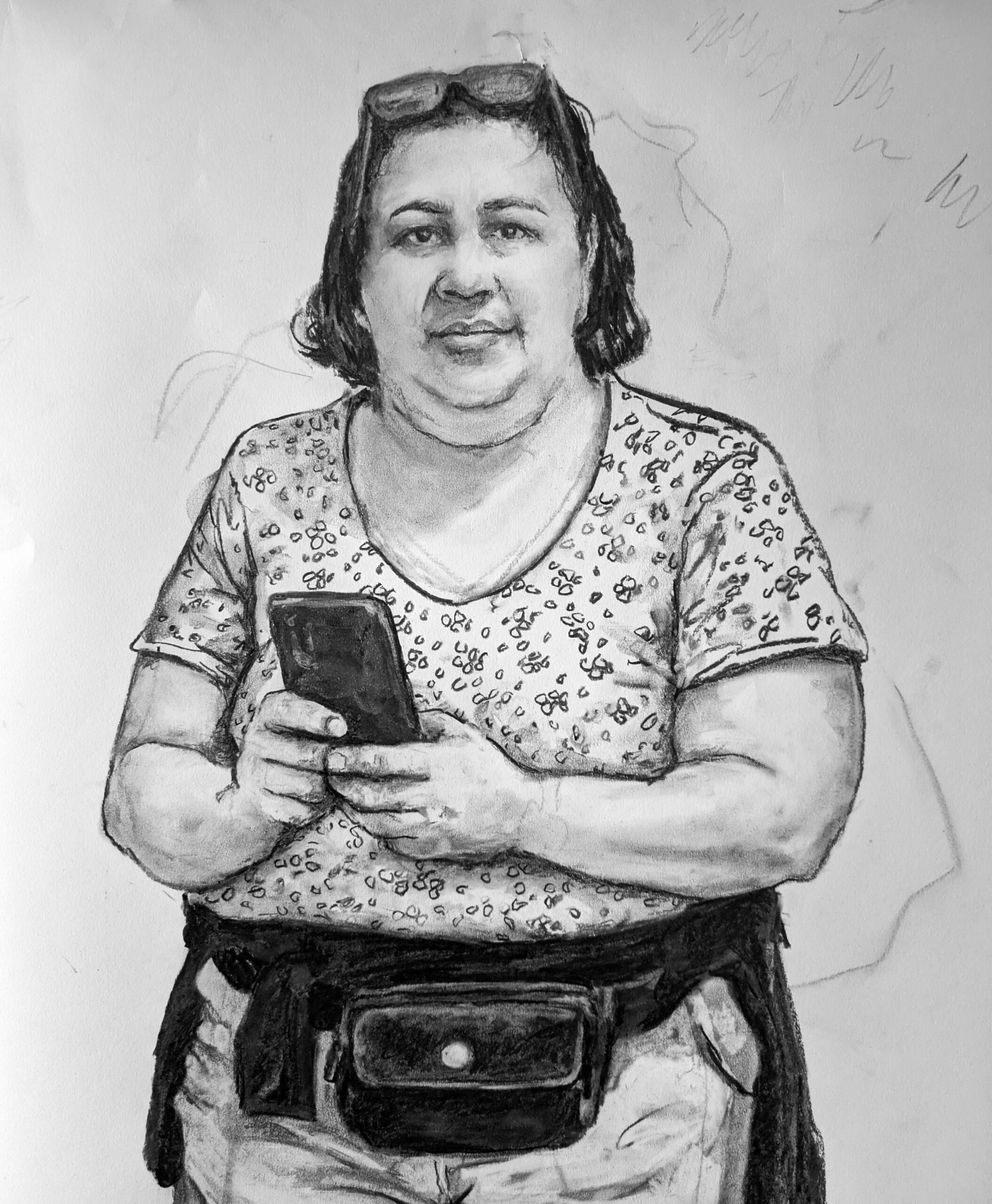 Charcoal drawing of woman - by Jan Fairey